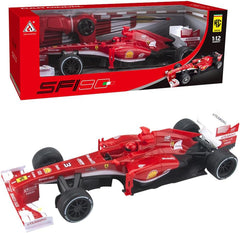Red toy Formula 1 car with open hood on a white background available at Juniors Toys