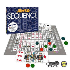 Jumbo Sequence board game set with cards and markers on a white background available at Juniors Toys