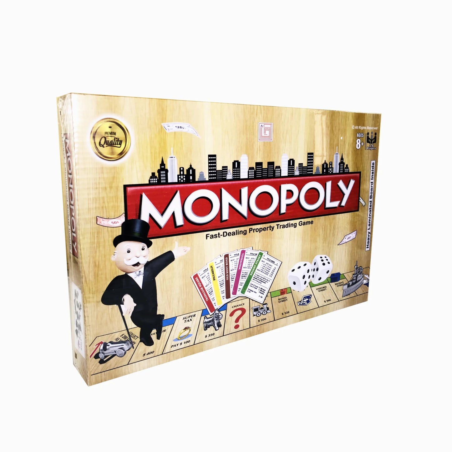 Classic Monopoly Board Game with Hand Laminated Board (16x16 Inches)