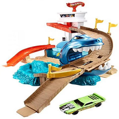 Hot Wheels Color Shifters Sharkport Showdown play set packaging available at Juniors Toys