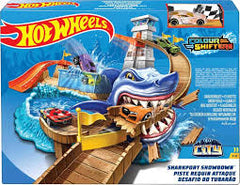 Hot Wheels City play set with shark attack theme and color changing car available at Juniors Toys