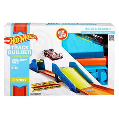 Hot Wheels track builder set packaging with toy cars on a white background available at Juniors Toys