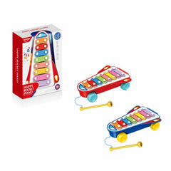 Colorful toy xylophone with wheels and packaging available at Juniors Toys