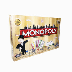 Monopoly board game box with classic design and branding available at Juniors Toys