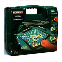 Scrabble game packaging with text and images on a white background availabke at Juniors Toys