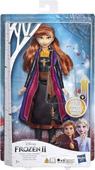 Frozen 2 doll packaging with character images and branding -Princess Anna Doll at Juniors Toys